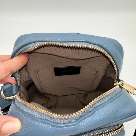 Furla Rea Leather Mini Crossbody BagIn Blu Denim